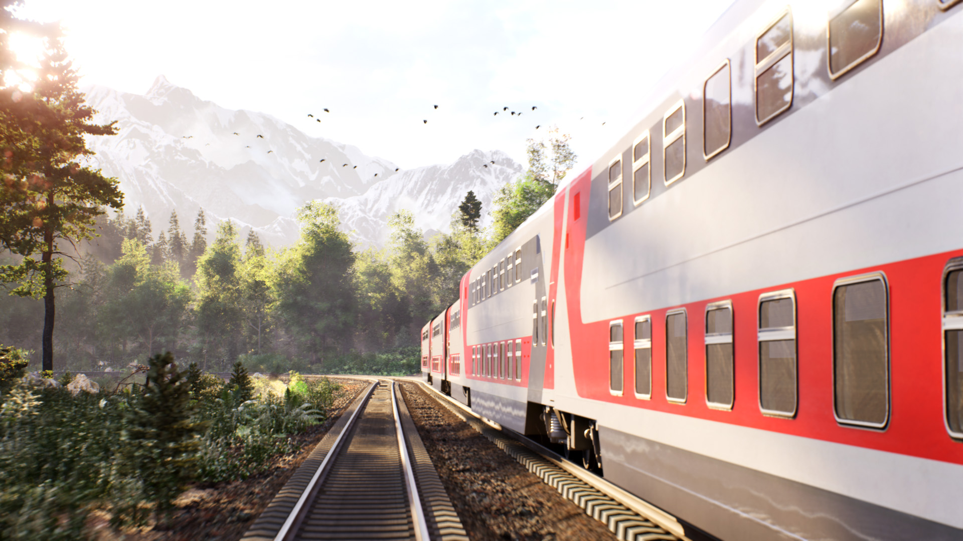 Train in forest — cinematic CGI frame
